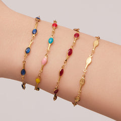 Color Enamel Station Necklace and Bracelet