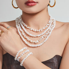 Natural Shell Bead Necklace and Bracelet