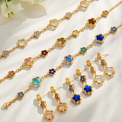 Cubic Zirconia Four-Petal Flower Jewelry