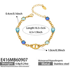 18K Gold-Plated Geometric Link & Cubic Zirconia Bracelets