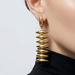 Polished Stacked Disc Drop Earrings