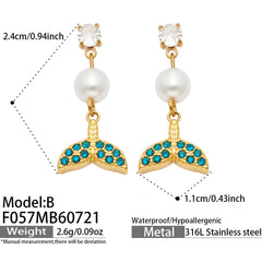 18K Gold-Plated Ocean Charm Drop Earrings