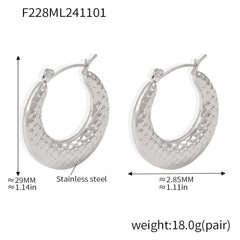 18K Gold-Plated Grid Texture Hoop Earrings