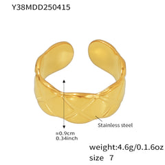Gold-Tone Textured Stainless Steel Open Rings
