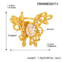 18K Gold-Plated Cubic Zirconia Butterfly Ear Cuff — Single