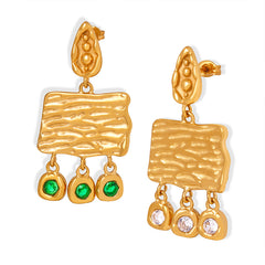 Gold-Tone Textured Rectangle Drop Earrings