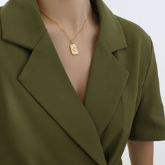 Embossed Butterfly Tag Necklace