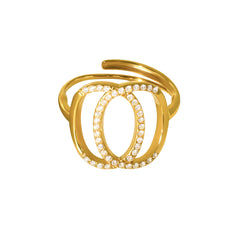 Double-Circle Cubic Zirconia Open Ring