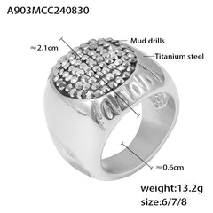 18K Gold-Plated Oval Pave Statement Ring
