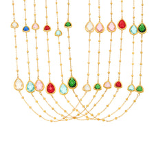 Gold-Tone Long Faceted Glass Necklace