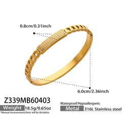 Cubic Zirconia Textured Bangle Bracelets