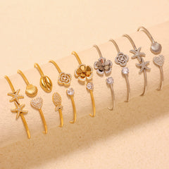 Ocean & Floral Cubic Zirconia Cuff Bracelets