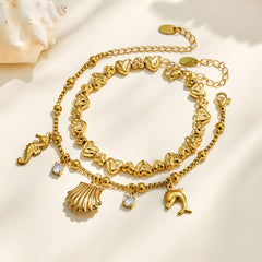 Hammered Heart & Ocean Charm Bracelets