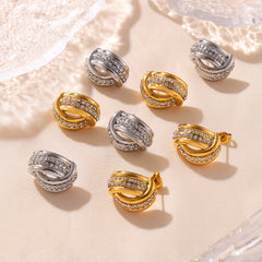 18K Gold-Plated Twisted Stone-Accent Stud Earrings