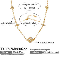 Cubic Zirconia Clover Necklace & Bracelet