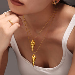 Conch Pendant Necklace or Flat Layering Chain