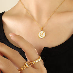 White Shell Zodiac Pendant Necklace