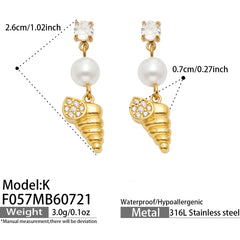 18K Gold-Plated Ocean Charm Drop Earrings