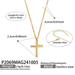 Cubic Zirconia Cross Pendant and Layering Chain