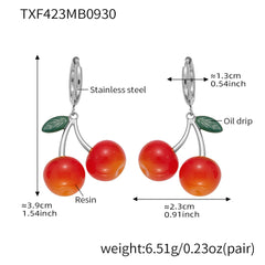 18K Gold-Plated Resin Cherry Jewelry