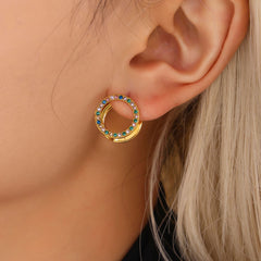 Clear or Multicolor Cubic Zirconia Circle Earrings