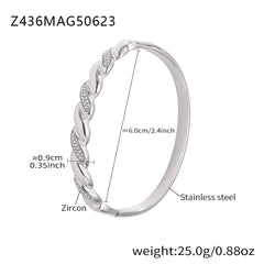 Cubic Zirconia Sculptural Bangle Bracelet