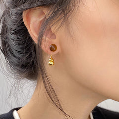 Nicolette Tiger-Eye Gourd Stud Earrings