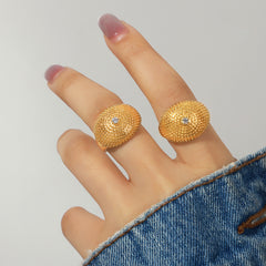 Textured Cubic Zirconia Dome Ring