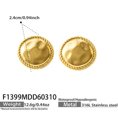 18K Gold-Plated Hammered Disc Stud Earrings