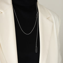 Long Geometric Sliding Lariat Necklace