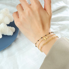 Triple-Layer Cross Chain Bracelet