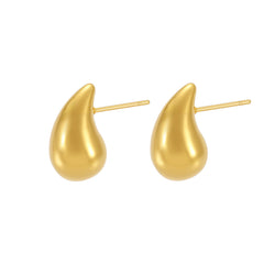 Polished Hollow Teardrop Stud Earrings