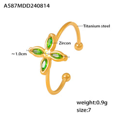 18K Gold-Plated Cubic Zirconia Flower Necklace or Ring