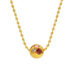 Colorful Cubic Zirconia Sphere Beaded Necklace
