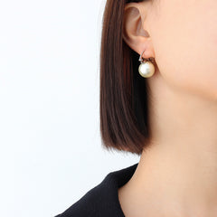 18K Gold-Plated Pearl-Look Hoop Earrings