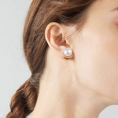 Camille Brushed Pearl Stud Earrings