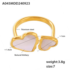 Mother-of-Pearl Double Heart Open Ring