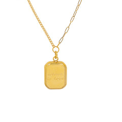 18K Gold-Plated Engraved Tag Pendant Necklace