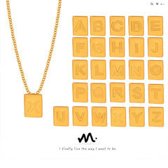 Gold-Tone Square Initial Pendant Necklace