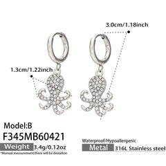 18K Gold-Plated Octopus Drop Hoop Earrings