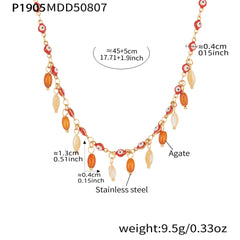 Enamel and Natural Agate Charm Necklace