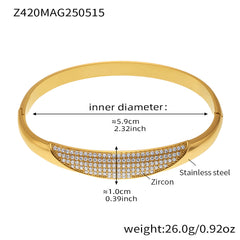 18K Gold-Plated Cubic Zirconia Clasp Bangle Bracelet