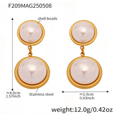 Shell-Pearl Round Drop Earrings