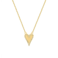 18K Gold-Plated Textured Heart Pendant Necklace