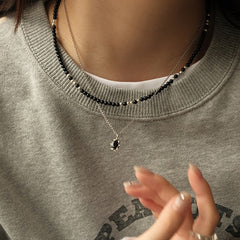 Marielle Vintage-Inspired Black Agate Layered Necklace