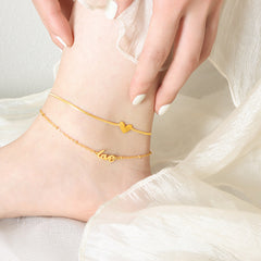 Heart and LOVE Double Layer Anklet