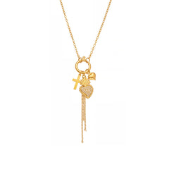 18K Gold-Plated Heart Charm Lariat Necklace