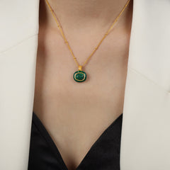 Shell and Malachite Pendant Necklace
