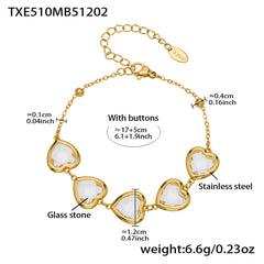 18K Gold-Plated Faceted Glass Heart Jewelry