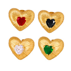 Faceted Heart Cubic Zirconia Stud Earrings